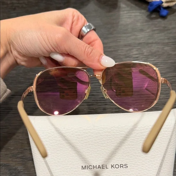 Michael Kors Gold-Tinted Aviator Sunglasses - Picture 5 of 5